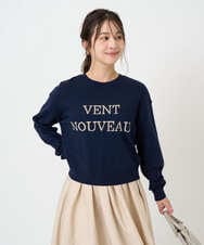 F1FBD56140 MK MICHEL KLEIN(小さいサイズ)(メゾン ドゥ サンク) 【小さいサイズ】ロゴ入りウール混ニット/前後2way/洗える グレー