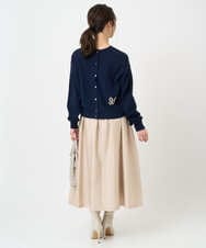 F1FBD56140 MK MICHEL KLEIN(小さいサイズ)(メゾン ドゥ サンク) 【小さいサイズ】ロゴ入りウール混ニット/前後2way/洗える グレー