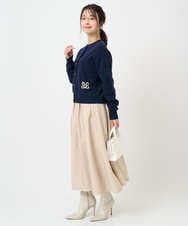 F1FBD56140 MK MICHEL KLEIN(小さいサイズ)(メゾン ドゥ サンク) 【小さいサイズ】ロゴ入りウール混ニット/前後2way/洗える グレー