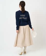 F1FBD56140 MK MICHEL KLEIN(小さいサイズ)(メゾン ドゥ サンク) 【小さいサイズ】ロゴ入りウール混ニット/前後2way/洗える グレー