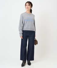 F1FBD56140 MK MICHEL KLEIN(小さいサイズ)(メゾン ドゥ サンク) 【小さいサイズ】ロゴ入りウール混ニット/前後2way/洗える グレー