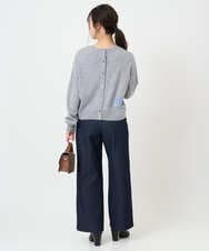 F1FBD56140 MK MICHEL KLEIN(小さいサイズ)(メゾン ドゥ サンク) 【小さいサイズ】ロゴ入りウール混ニット/前後2way/洗える グレー