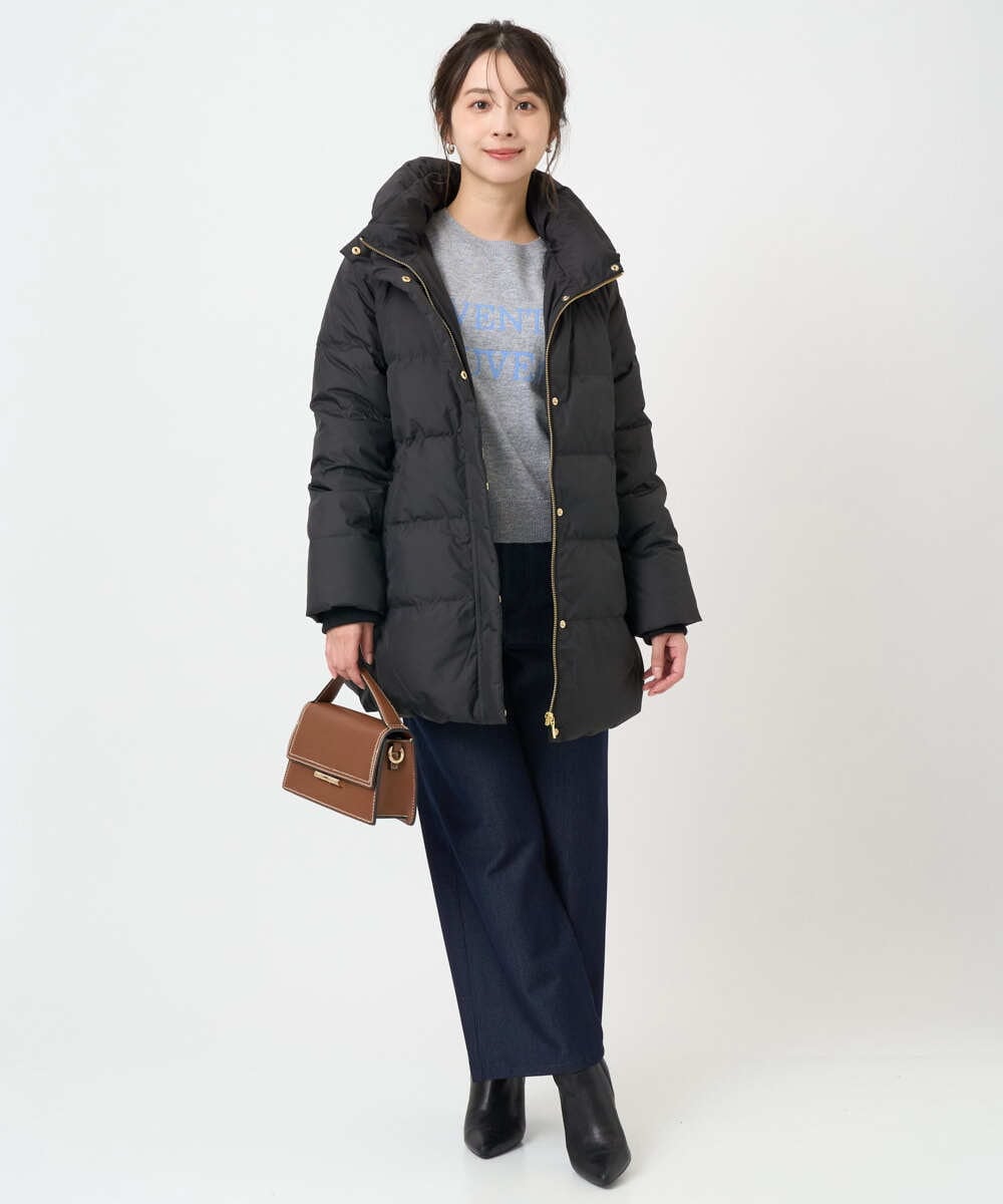 F1FBD56140 MK MICHEL KLEIN(小さいサイズ)(メゾン ドゥ サンク) 【小さいサイズ】ロゴ入りウール混ニット/前後2way/洗える グレー