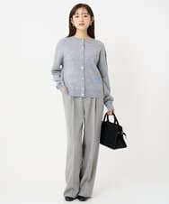 F1FBD56140 MK MICHEL KLEIN(小さいサイズ)(メゾン ドゥ サンク) 【小さいサイズ】ロゴ入りウール混ニット/前後2way/洗える グレー