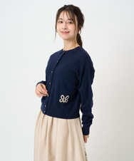 F1FBD56140 MK MICHEL KLEIN(小さいサイズ)(メゾン ドゥ サンク) 【小さいサイズ】ロゴ入りウール混ニット/前後2way/洗える グレー