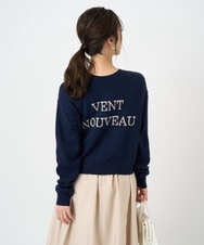 F1FBD56140 MK MICHEL KLEIN(小さいサイズ)(メゾン ドゥ サンク) 【小さいサイズ】ロゴ入りウール混ニット/前後2way/洗える グレー