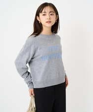 F1FBD56140 MK MICHEL KLEIN(小さいサイズ)(メゾン ドゥ サンク) 【小さいサイズ】ロゴ入りウール混ニット/前後2way/洗える グレー