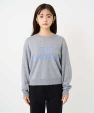 F1FBD56140 MK MICHEL KLEIN(小さいサイズ)(メゾン ドゥ サンク) 【小さいサイズ】ロゴ入りウール混ニット/前後2way/洗える グレー