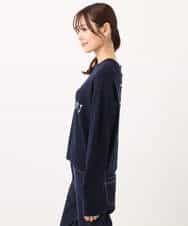 F1FBD56140 MK MICHEL KLEIN(小さいサイズ)(メゾン ドゥ サンク) 【小さいサイズ】ロゴ入りウール混ニット/前後2way/洗える ネイビー