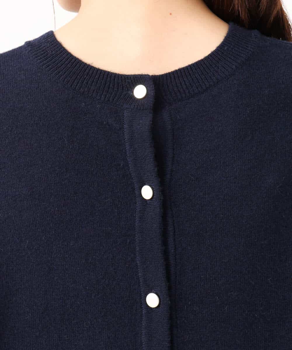 F1FBD56140 MK MICHEL KLEIN(小さいサイズ)(メゾン ドゥ サンク) 【小さいサイズ】ロゴ入りウール混ニット/前後2way/洗える ネイビー