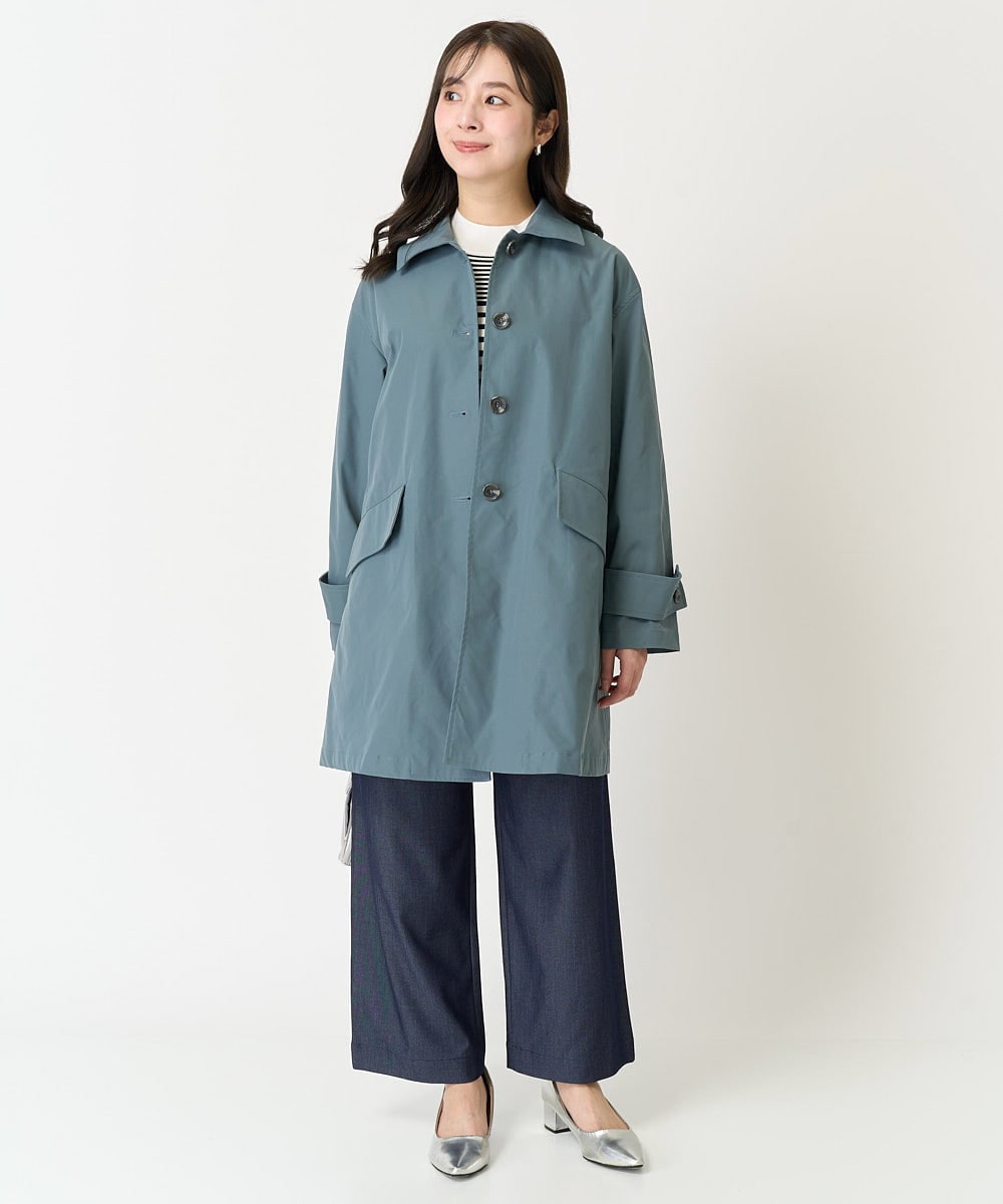 F1FDA10100 MK MICHEL KLEIN(小さいサイズ)(メゾン ドゥ サンク) 【小さいサイズ】ボーダー柄モックネック六分袖ニット/洗える ネイビー