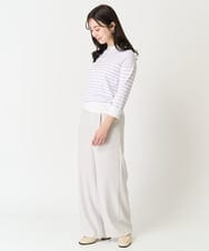F1FDA10100 MK MICHEL KLEIN(小さいサイズ)(メゾン ドゥ サンク) 【小さいサイズ】ボーダー柄モックネック六分袖ニット/洗える ネイビー