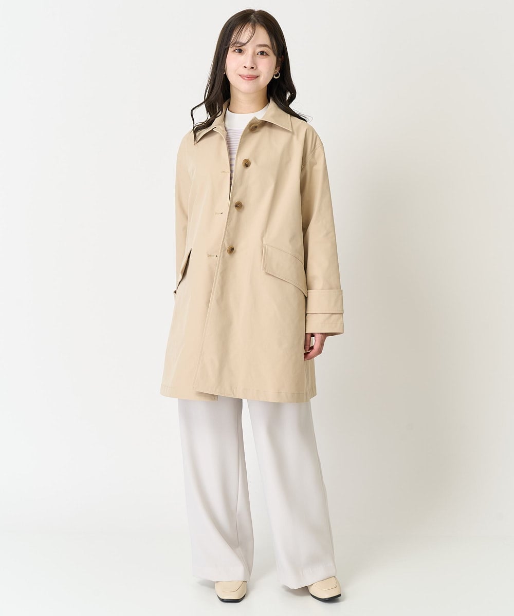 F1FDA10100 MK MICHEL KLEIN(小さいサイズ)(メゾン ドゥ サンク) 【小さいサイズ】ボーダー柄モックネック六分袖ニット/洗える ネイビー