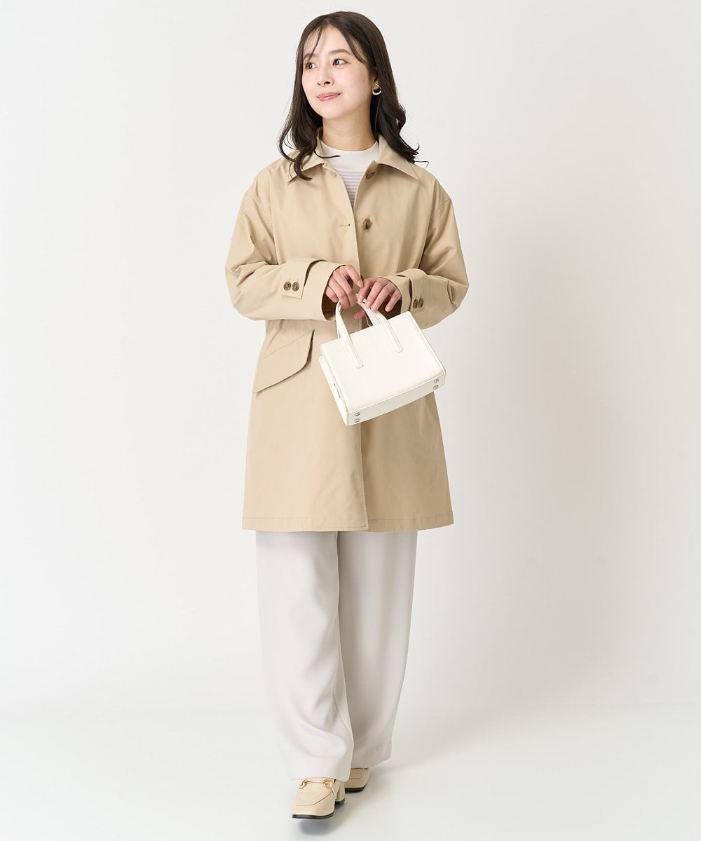 F1FDA10100 MK MICHEL KLEIN(小さいサイズ)(メゾン ドゥ サンク) 【小さいサイズ】ボーダー柄モックネック六分袖ニット/洗える ネイビー