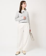 F1FDA10100 MK MICHEL KLEIN(小さいサイズ)(メゾン ドゥ サンク) 【小さいサイズ】ボーダー柄モックネック六分袖ニット/洗える ネイビー