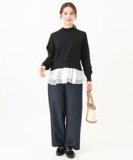 F1FDA60150 MK MICHEL KLEIN(小さいサイズ)(メゾン ドゥ サンク) 【小さいサイズ】ペプラムオーガンジー切替えニット/洗える ベージュ