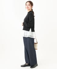 F1FDA60150 MK MICHEL KLEIN(小さいサイズ)(メゾン ドゥ サンク) 【小さいサイズ】ペプラムオーガンジー切替えニット/洗える ベージュ