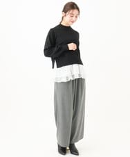 F1FDA60150 MK MICHEL KLEIN(小さいサイズ)(メゾン ドゥ サンク) 【小さいサイズ】ペプラムオーガンジー切替えニット/洗える ベージュ