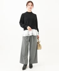 F1FDA60150 MK MICHEL KLEIN(小さいサイズ)(メゾン ドゥ サンク) 【小さいサイズ】ペプラムオーガンジー切替えニット/洗える ベージュ