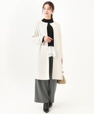 F1FDA60150 MK MICHEL KLEIN(小さいサイズ)(メゾン ドゥ サンク) 【小さいサイズ】ペプラムオーガンジー切替えニット/洗える ベージュ