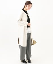 F1FDA60150 MK MICHEL KLEIN(小さいサイズ)(メゾン ドゥ サンク) 【小さいサイズ】ペプラムオーガンジー切替えニット/洗える ベージュ