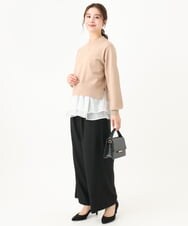 F1FDA60150 MK MICHEL KLEIN(小さいサイズ)(メゾン ドゥ サンク) 【小さいサイズ】ペプラムオーガンジー切替えニット/洗える ベージュ