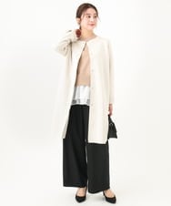 F1FDA60150 MK MICHEL KLEIN(小さいサイズ)(メゾン ドゥ サンク) 【小さいサイズ】ペプラムオーガンジー切替えニット/洗える ベージュ