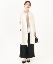 F1FDA60150 MK MICHEL KLEIN(小さいサイズ)(メゾン ドゥ サンク) 【小さいサイズ】ペプラムオーガンジー切替えニット/洗える ベージュ