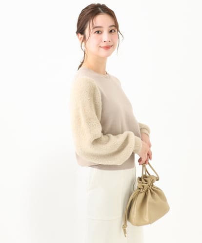 F1FDA61140  【小さいサイズ】シャギースリーブニットプルオーバー/洗える