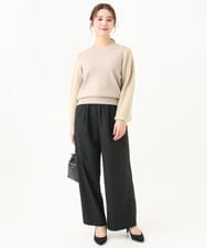 F1FDA61140 MK MICHEL KLEIN(小さいサイズ)(メゾン ドゥ サンク) 【小さいサイズ】シャギースリーブニットプルオーバー/洗える ベージュ