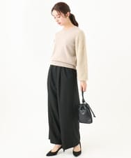 F1FDA61140 MK MICHEL KLEIN(小さいサイズ)(メゾン ドゥ サンク) 【小さいサイズ】シャギースリーブニットプルオーバー/洗える ベージュ