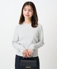 F1FDD11140 MK MICHEL KLEIN(小さいサイズ)(メゾン ドゥ サンク) 【小さいサイズ】レースデザインコンパクトニット/洗える ライトグレー