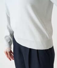 F1FDD11140 MK MICHEL KLEIN(小さいサイズ)(メゾン ドゥ サンク) 【小さいサイズ】レースデザインコンパクトニット/洗える ライトグレー