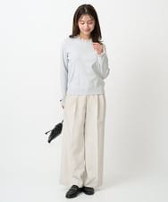 F1FDD11140 MK MICHEL KLEIN(小さいサイズ)(メゾン ドゥ サンク) 【小さいサイズ】レースデザインコンパクトニット/洗える ライトグレー