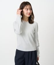 F1FDD11140 MK MICHEL KLEIN(小さいサイズ)(メゾン ドゥ サンク) 【小さいサイズ】レースデザインコンパクトニット/洗える ライトグレー