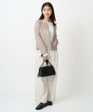 F1FDD11140 MK MICHEL KLEIN(小さいサイズ)(メゾン ドゥ サンク) 【小さいサイズ】レースデザインコンパクトニット/洗える ライトグレー