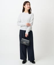 F1FDD11140 MK MICHEL KLEIN(小さいサイズ)(メゾン ドゥ サンク) 【小さいサイズ】レースデザインコンパクトニット/洗える ライトグレー