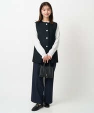 F1FDD11140 MK MICHEL KLEIN(小さいサイズ)(メゾン ドゥ サンク) 【小さいサイズ】レースデザインコンパクトニット/洗える ライトグレー