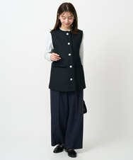 F1FDD11140 MK MICHEL KLEIN(小さいサイズ)(メゾン ドゥ サンク) 【小さいサイズ】レースデザインコンパクトニット/洗える ライトグレー