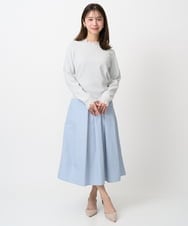 F1FDD11140 MK MICHEL KLEIN(小さいサイズ)(メゾン ドゥ サンク) 【小さいサイズ】レースデザインコンパクトニット/洗える ライトグレー