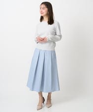 F1FDD11140 MK MICHEL KLEIN(小さいサイズ)(メゾン ドゥ サンク) 【小さいサイズ】レースデザインコンパクトニット/洗える ライトグレー