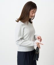 F1FDD11140 MK MICHEL KLEIN(小さいサイズ)(メゾン ドゥ サンク) 【小さいサイズ】レースデザインコンパクトニット/洗える ライトグレー