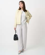 F1FDD11140 MK MICHEL KLEIN(小さいサイズ)(メゾン ドゥ サンク) 【小さいサイズ】レースデザインコンパクトニット/洗える ライトグレー