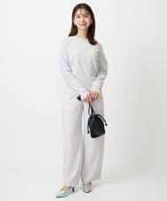 F1FDD11140 MK MICHEL KLEIN(小さいサイズ)(メゾン ドゥ サンク) 【小さいサイズ】レースデザインコンパクトニット/洗える ライトグレー