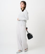 F1FDD11140 MK MICHEL KLEIN(小さいサイズ)(メゾン ドゥ サンク) 【小さいサイズ】レースデザインコンパクトニット/洗える ライトグレー