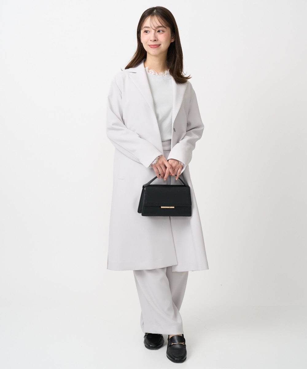 F1FDD11140 MK MICHEL KLEIN(小さいサイズ)(メゾン ドゥ サンク) 【小さいサイズ】レースデザインコンパクトニット/洗える ライトグレー