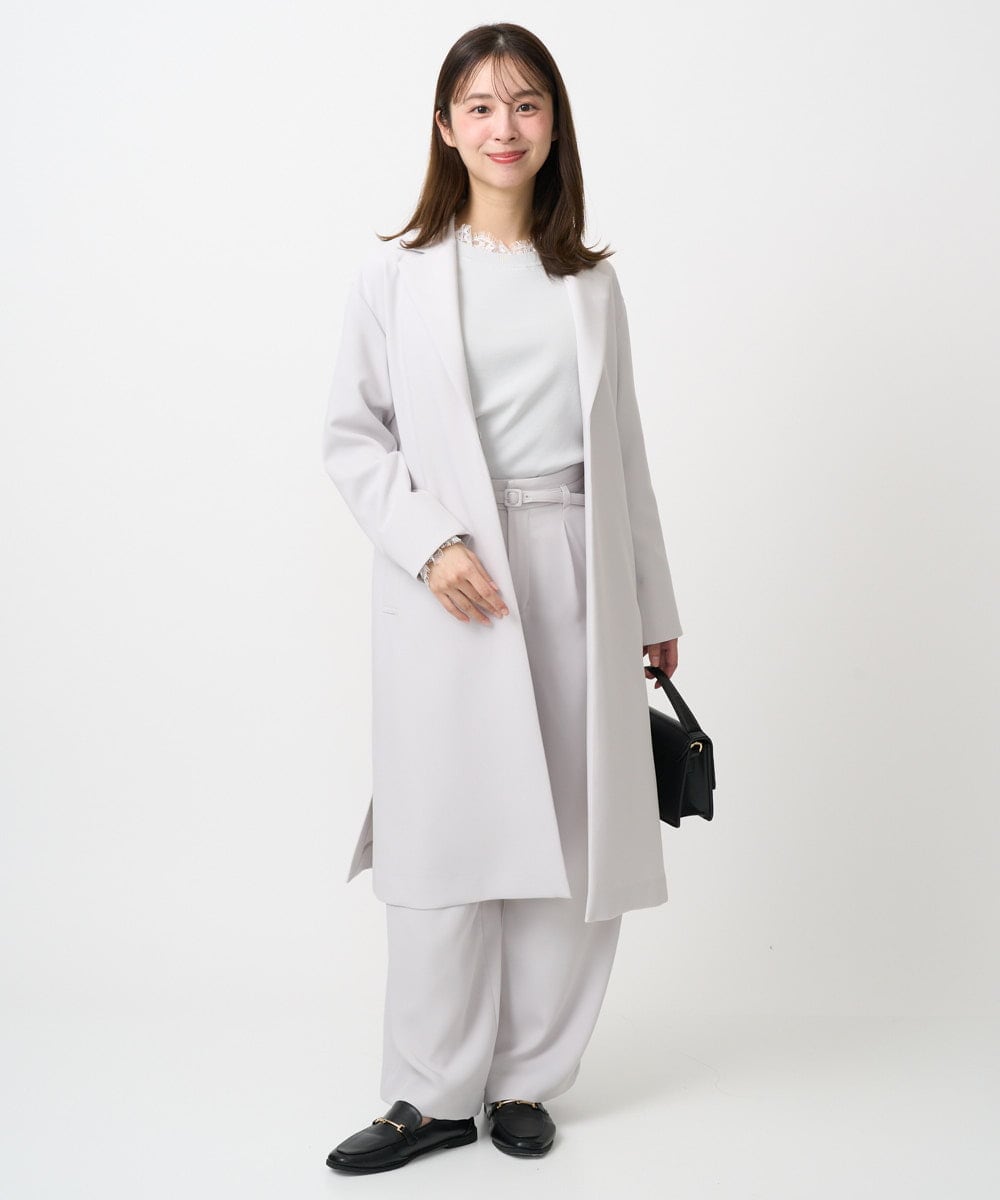 F1FDD11140 MK MICHEL KLEIN(小さいサイズ)(メゾン ドゥ サンク) 【小さいサイズ】レースデザインコンパクトニット/洗える ライトグレー