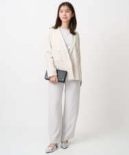 F1FDD11140 MK MICHEL KLEIN(小さいサイズ)(メゾン ドゥ サンク) 【小さいサイズ】レースデザインコンパクトニット/洗える ライトグレー