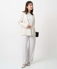 F1FDD11140 MK MICHEL KLEIN(小さいサイズ)(メゾン ドゥ サンク) 【小さいサイズ】レースデザインコンパクトニット/洗える ライトグレー