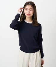 F1FDD11140 MK MICHEL KLEIN(小さいサイズ)(メゾン ドゥ サンク) 【小さいサイズ】レースデザインコンパクトニット/洗える ライトグレー